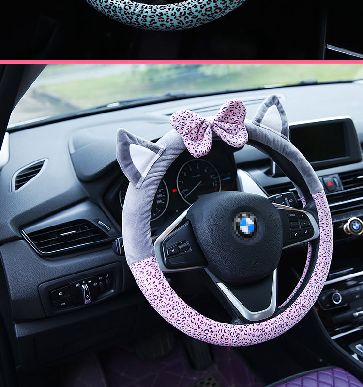Cute Cat Ear Steering Wheel Cover - Soft, Plush Comfort