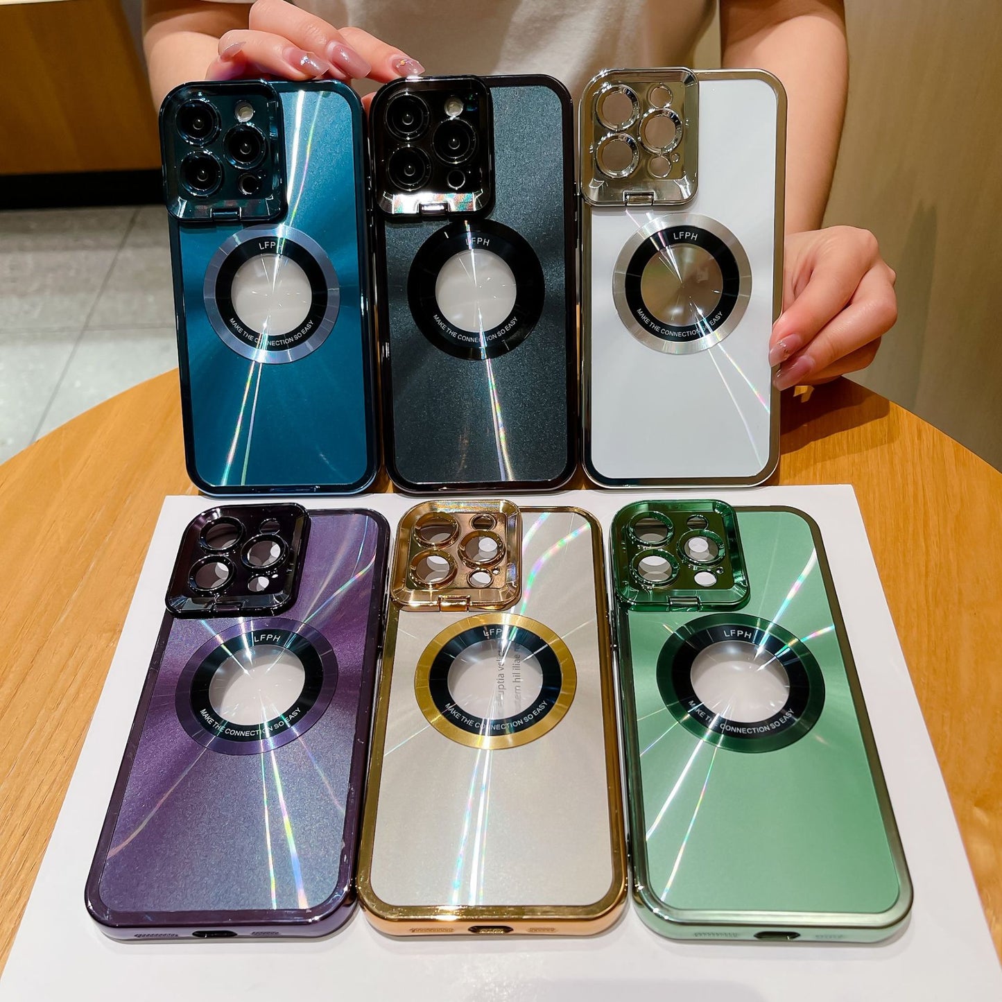 Electroplated Magsafe Phone Case with Invisible Stand