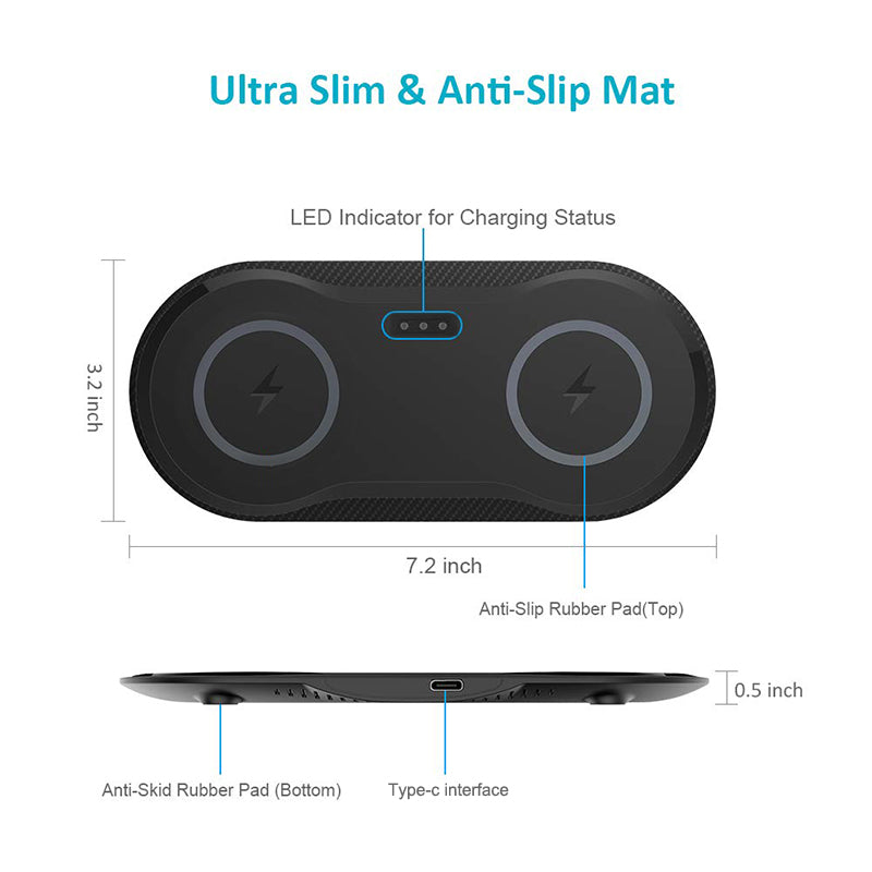 Dual Wireless Charging Pad for Mobile Phones