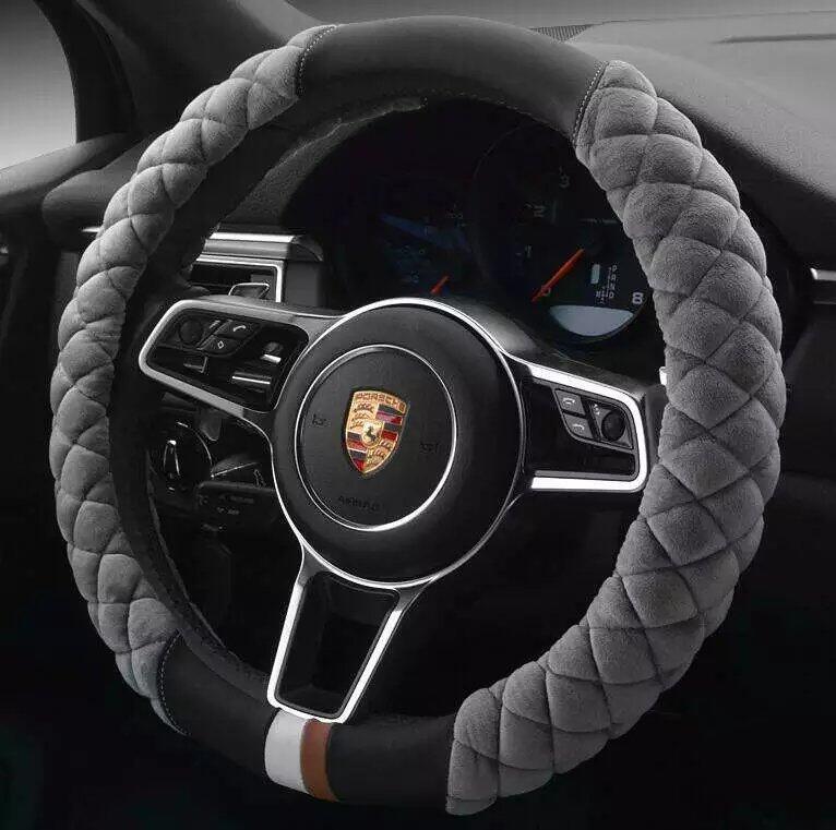 Plush 38cm Steering Wheel Cover with Footprint Design