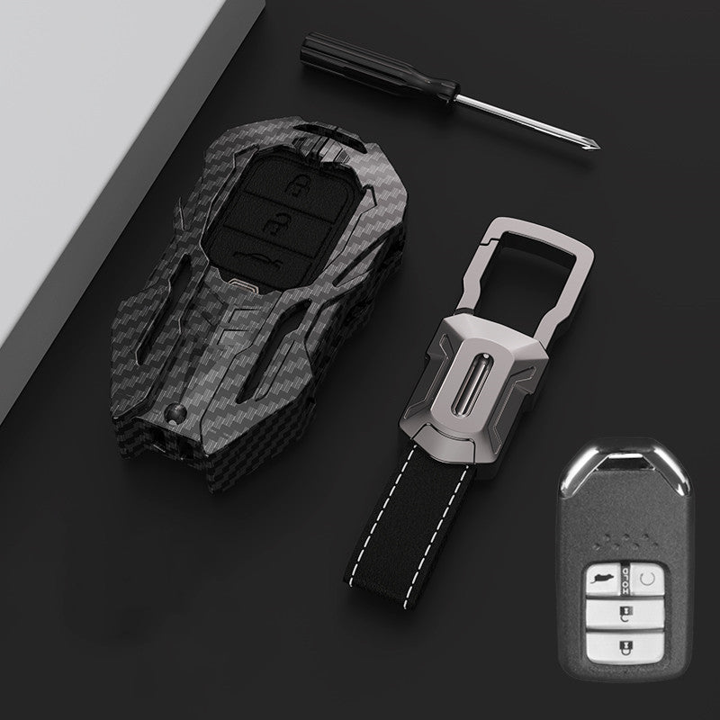 Premium Leather & Aluminum Key Fob Cover for Honda