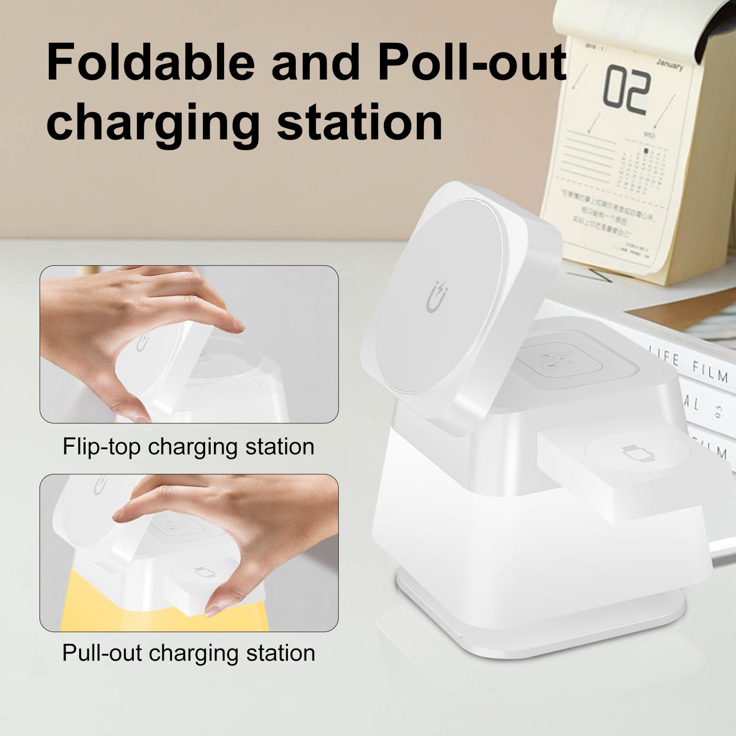 4-in-1 Rotatable Wireless Charging Stand with Night Light