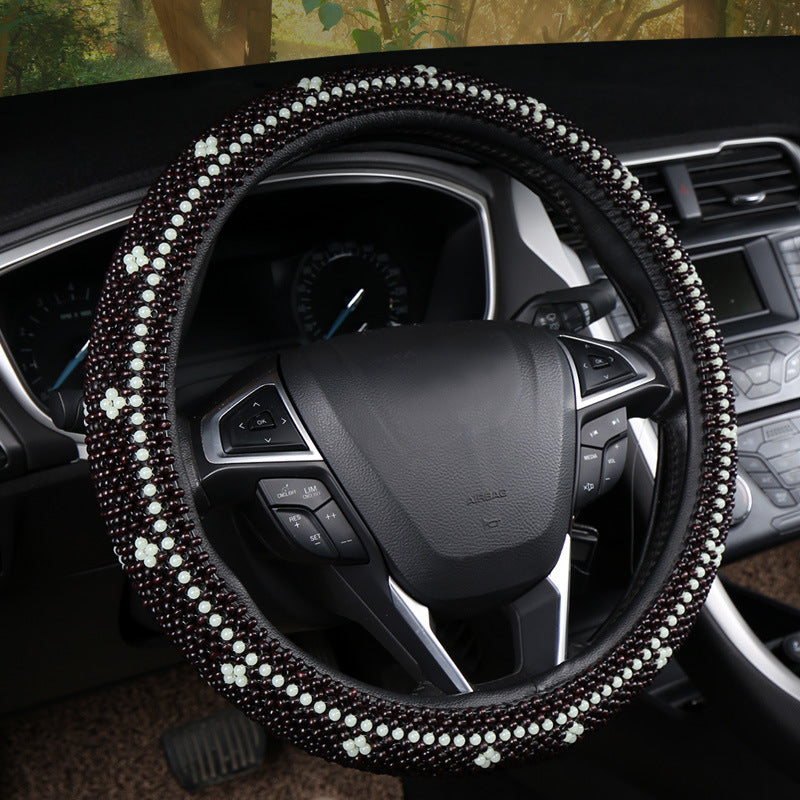 Light Wooden Bead Steering Wheel Cover