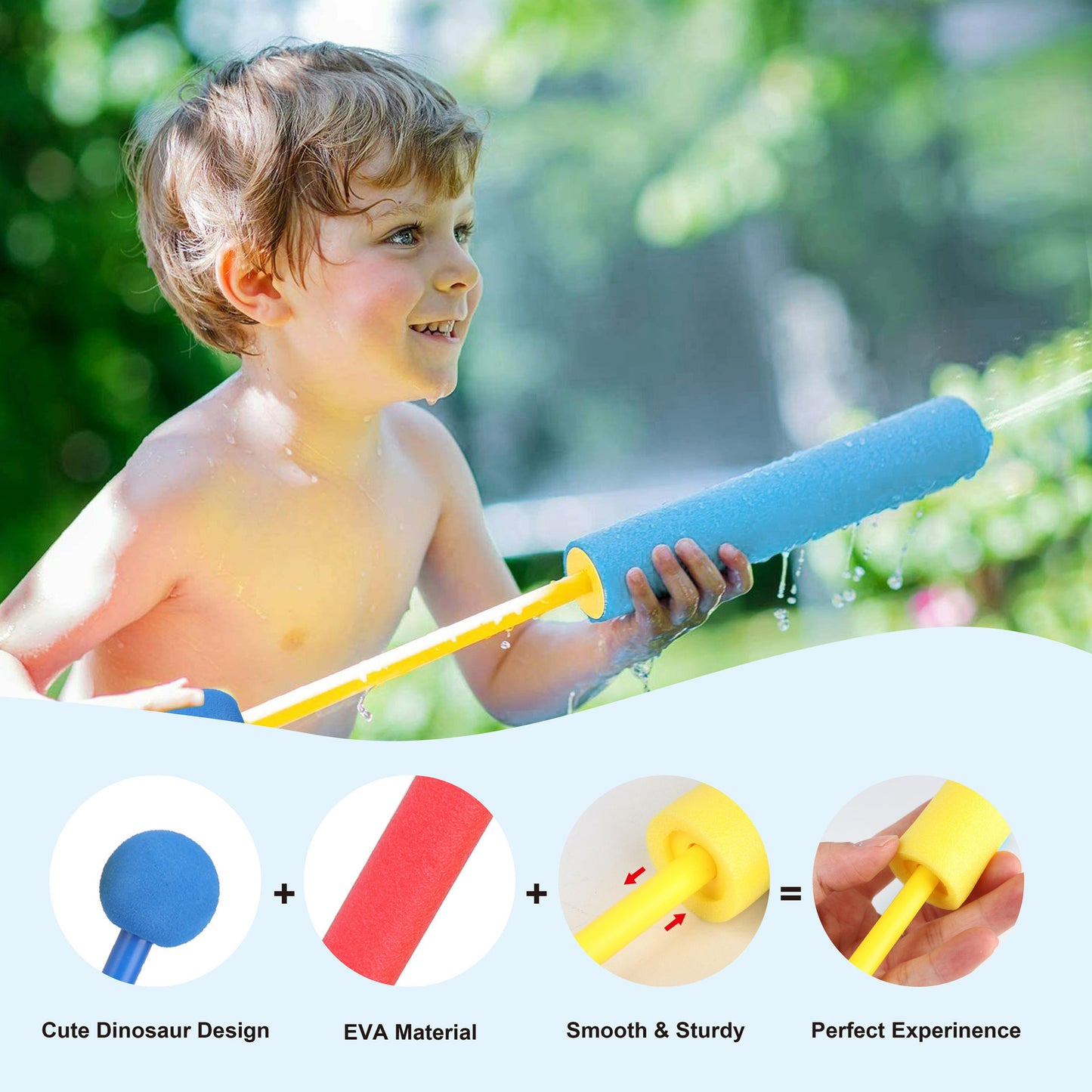 Straight tube foam water play pull-out toy