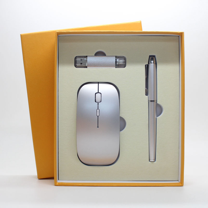 3-in-1 Wireless Mouse, U Disk & Pen Office Gift Set