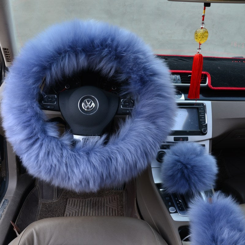 Premium Wool Steering Wheel Cover Set