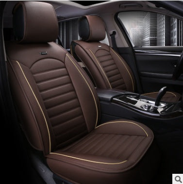 Premium Flax & Leather Car Seat Cushion - All Seasons