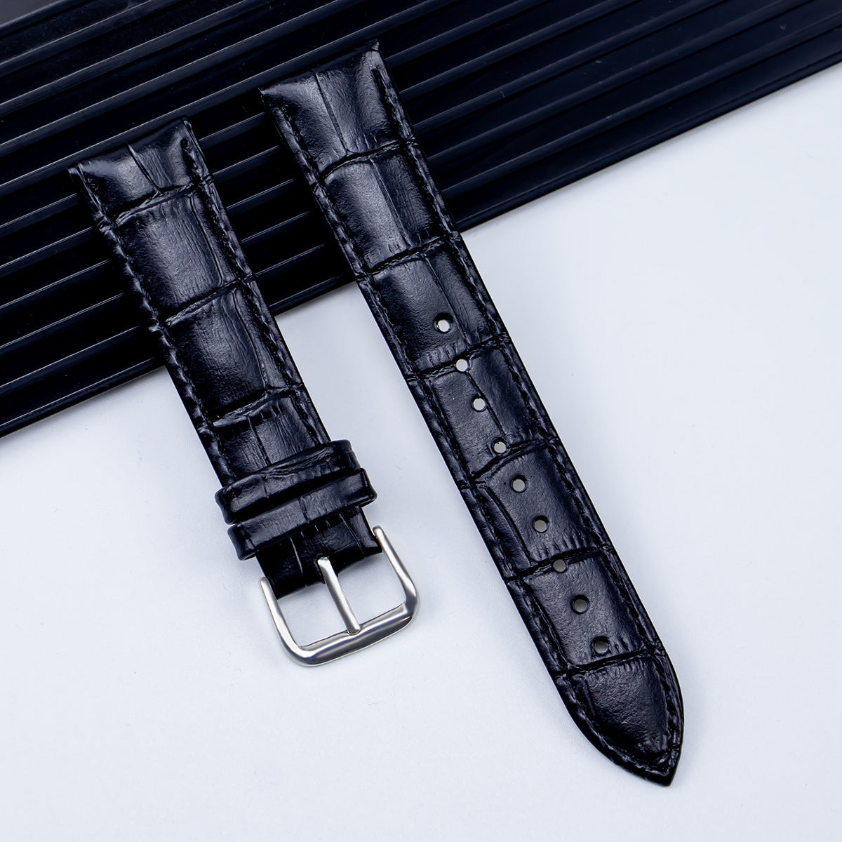 Universal Bamboo-grain Leather Watch Strap Genuine Leather Strap