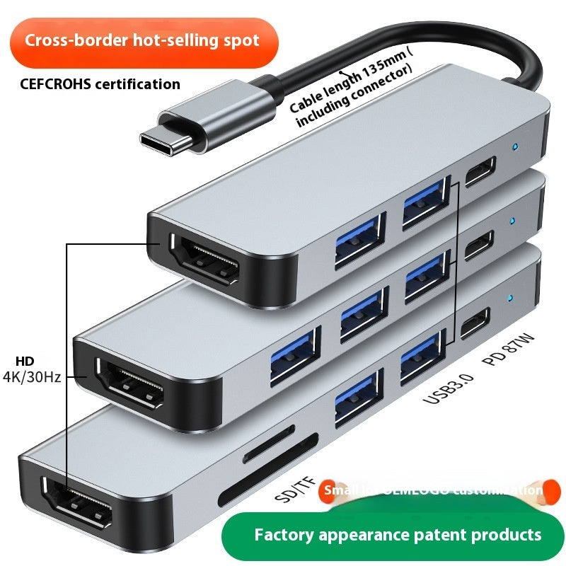 Portable 6-in-1 Notebook and Tablet Expansion Dock