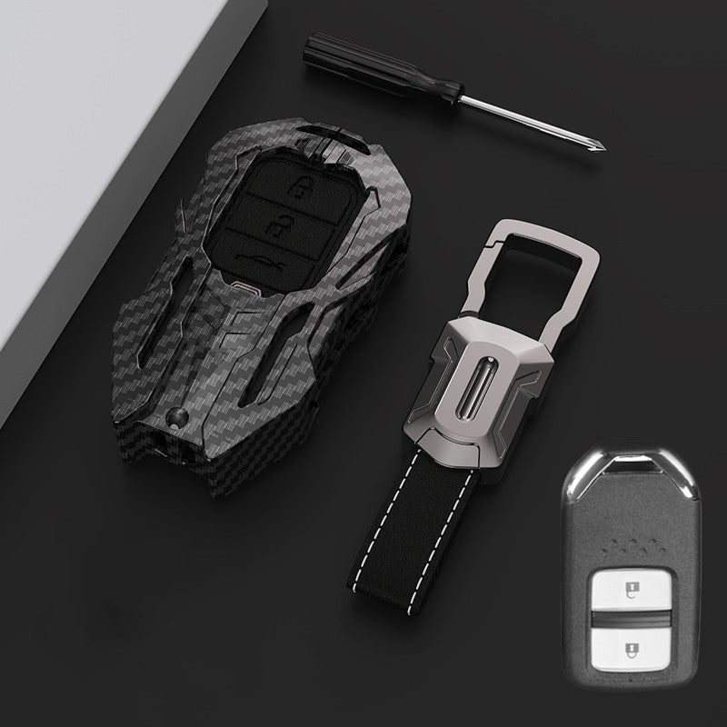 Premium Leather & Aluminum Key Fob Cover for Honda