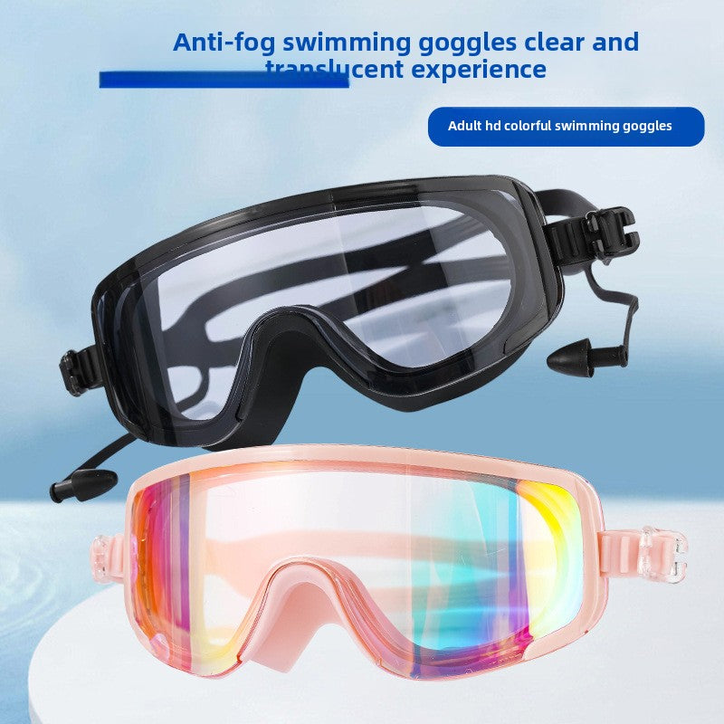 The bezel-less swimming goggles are waterproof and fog-proof
