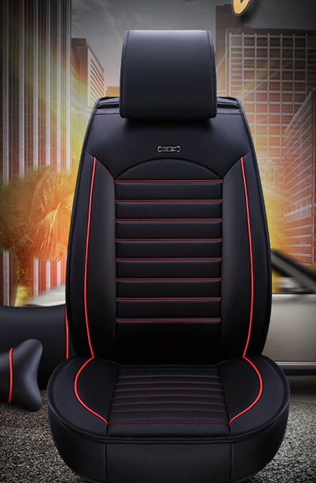 Premium Flax & Leather Car Seat Cushion - All Seasons