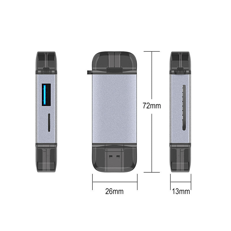 Multi-Function 6-in-1 Card Reader for Computer and Mobile Phone