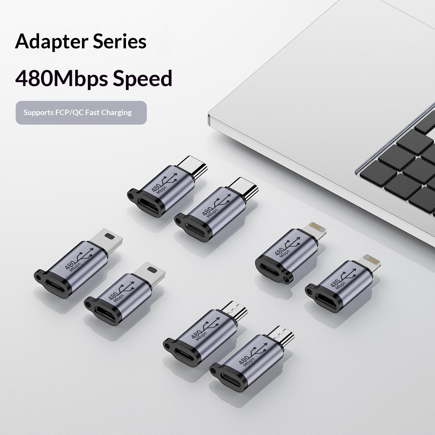 480 Adapter Series: USB to Mini V3/Type-C Adapter with Fast Charging & Data Sync
