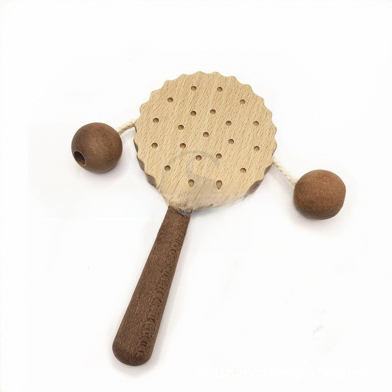Wooden Baby Rattle Teether Toy with Photo Props
