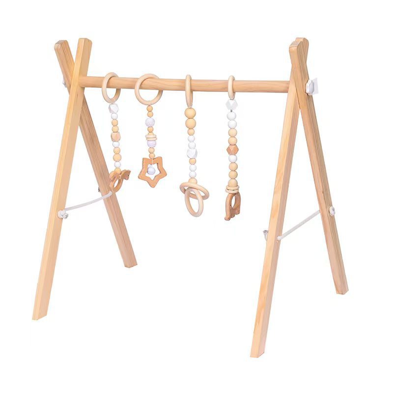 Adjustable Wooden Baby Activity Gym with Bells