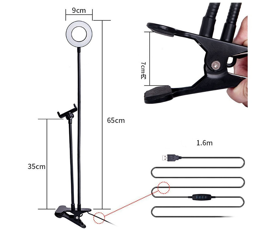 Professional 8cm LED Selfie Ring Light with Desk Stand