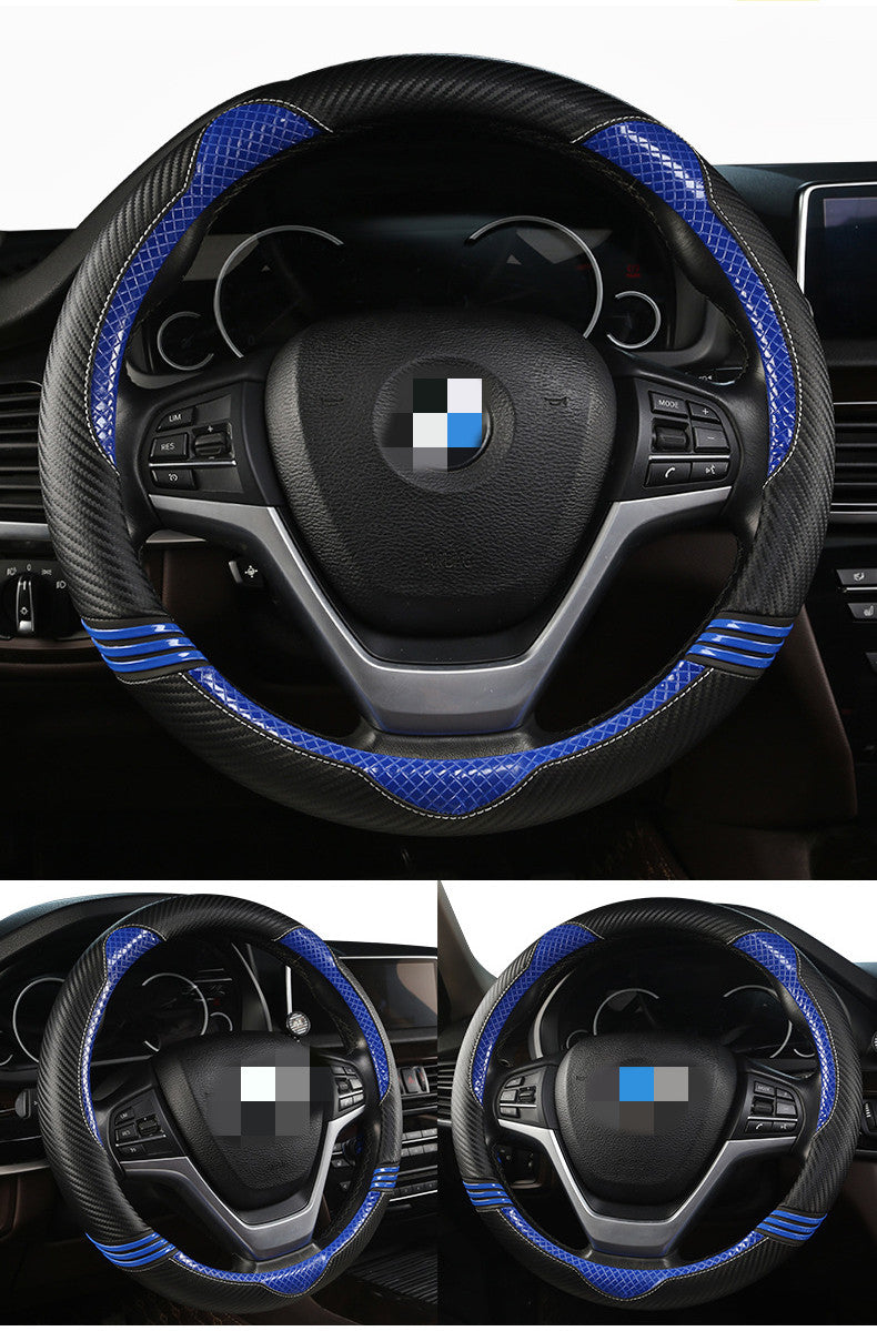 Premium Carbon Fiber & Leather Steering Wheel Cover