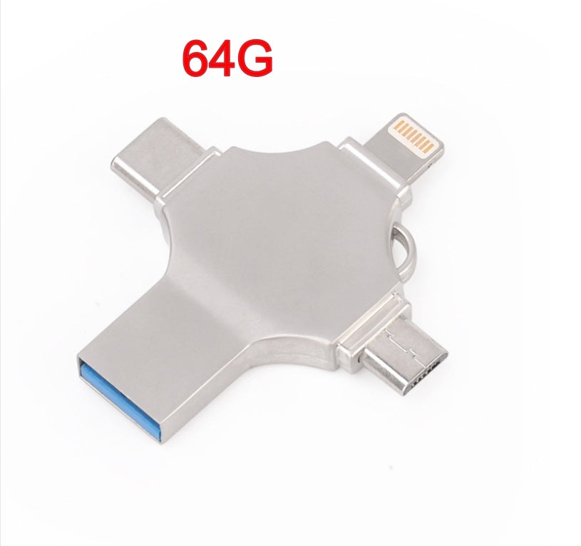 Metal Mobile Phone U Disk 4-in-1 Flash Drive