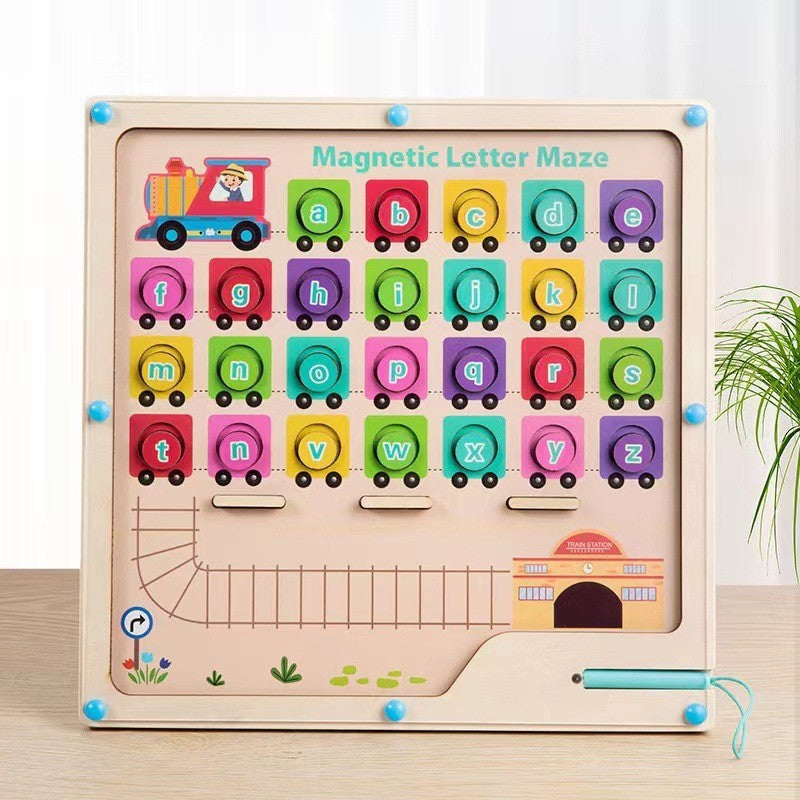 Wooden Magnetic Alphabet Maze Toy for Kids