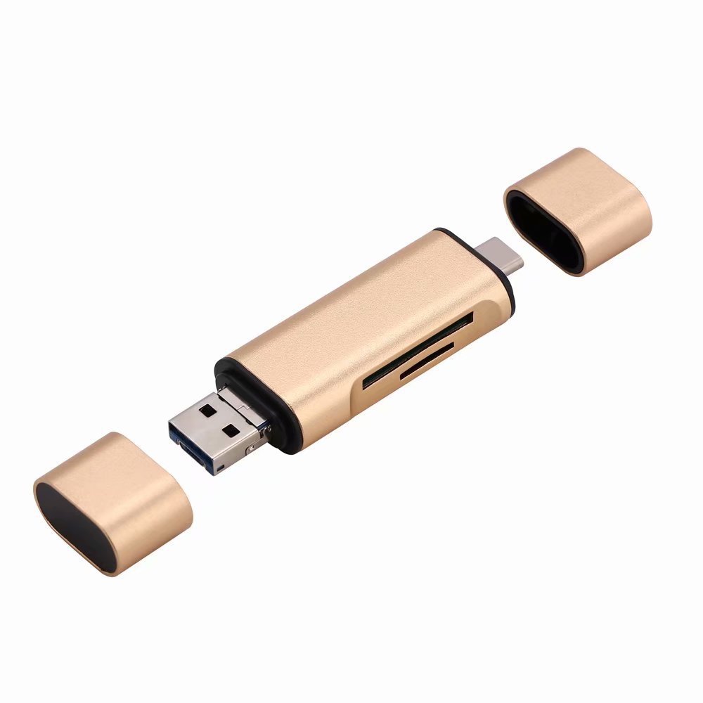 Aluminum Alloy Type-C USB Card Reader with OTG Support for Micro SD/TF Cards