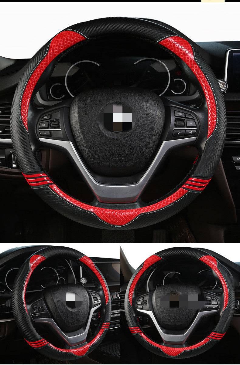 Premium Carbon Fiber & Leather Steering Wheel Cover