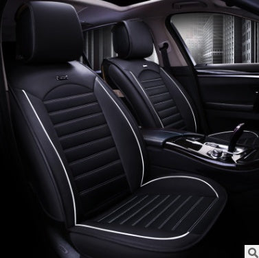 Premium Flax & Leather Car Seat Cushion - All Seasons