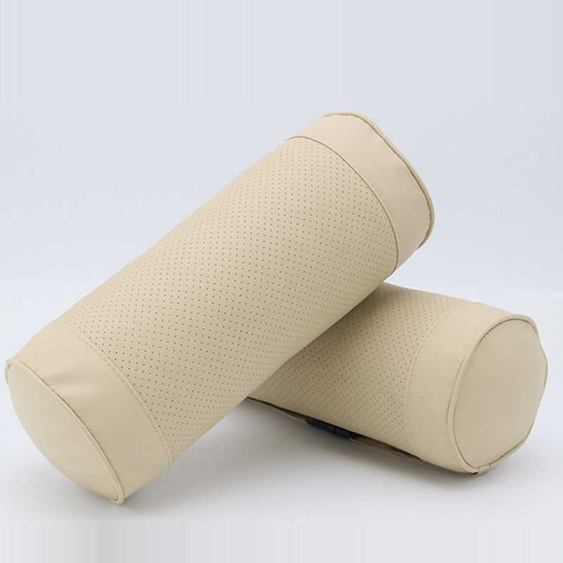 Premium Leather Cylindrical Car Seat Pillow