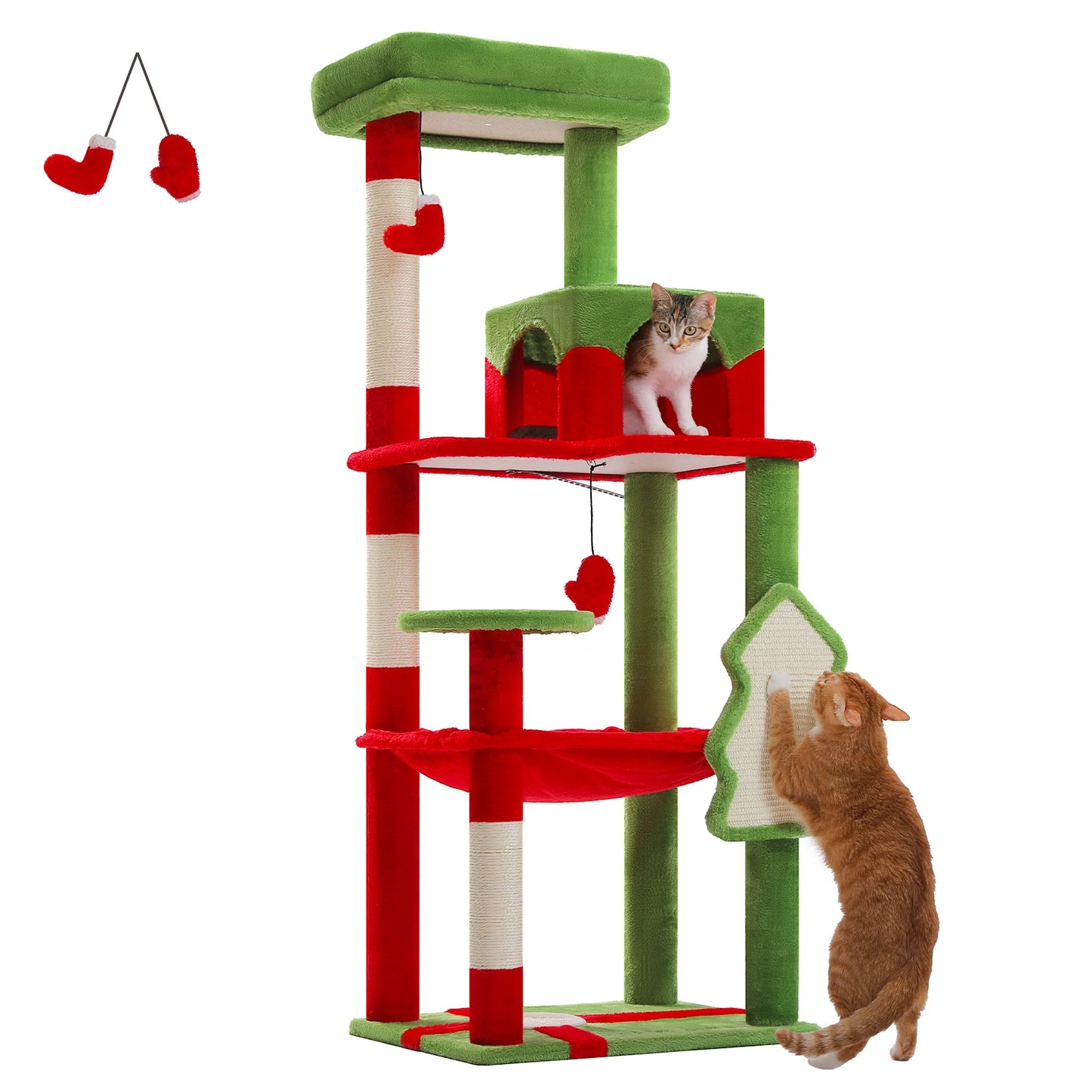 PAWZ Road 143CM 5-Tier Cat Tower for Large Cats with Large Hammock and Cozy Condo