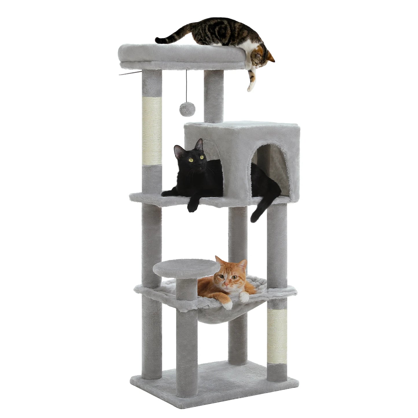 PEQULTI Multi Level Cat Tree Tower with Scratching Board Condo and Hammock for Indoor Cats