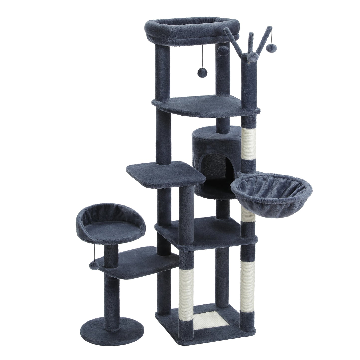 PETEPELA 173cm Large Cat Tree Tower for Large Cats with Super Big Hammock and Scratching Posts