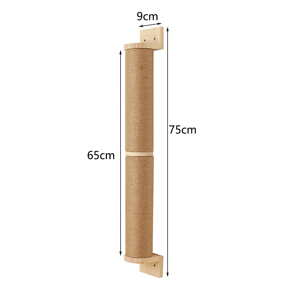 Wall Mounted Wooden Cat Tree Shelves with Scratching Posts Hammock and Floating Climbing Perches