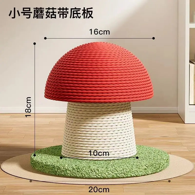 Mushroom and Carrot Cat Scratching Pillar with Natural Hemp Rope for Indoor Cats