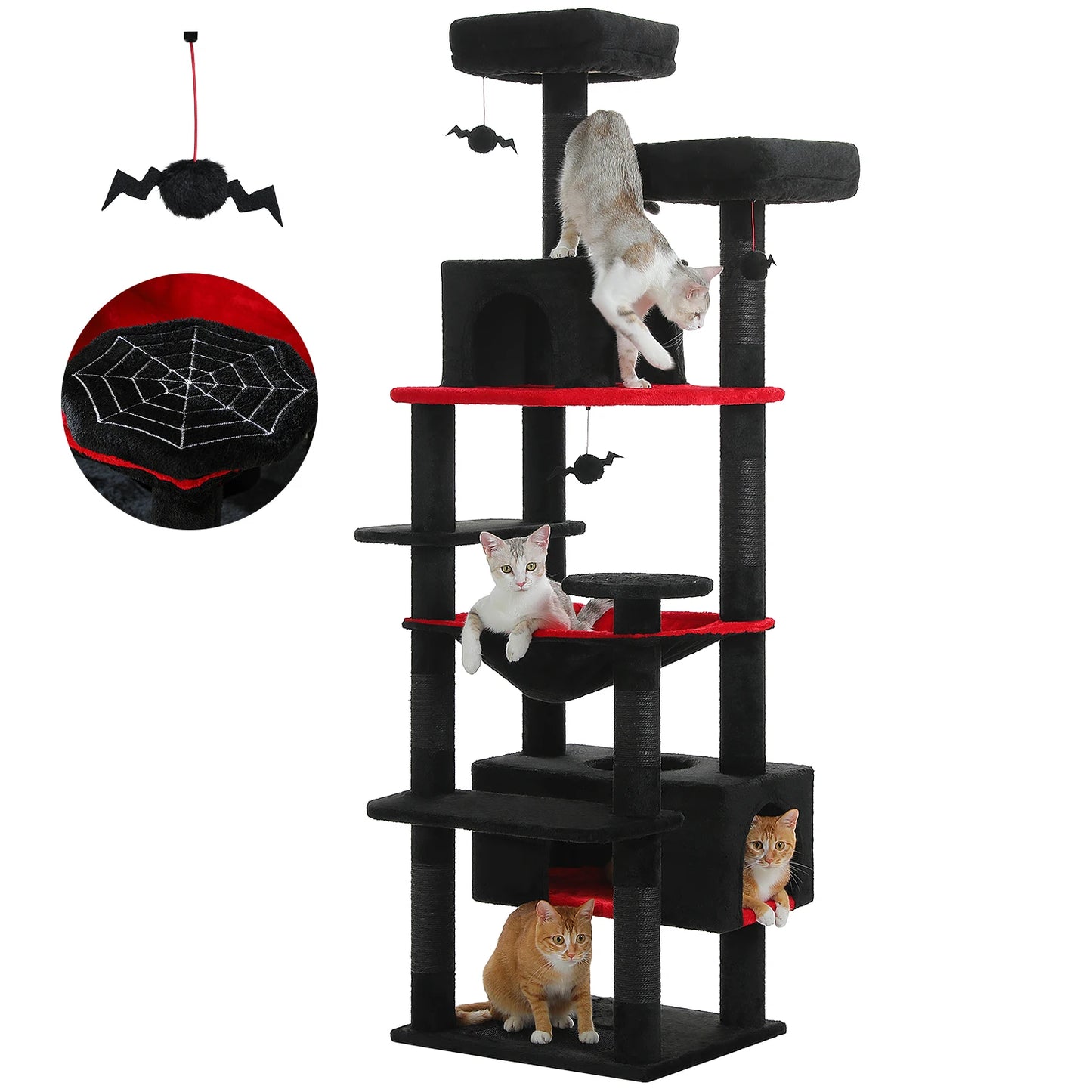 PEQULTI 184CM Multi Level Cat Tree Tower with Scratching Board Condo and Spacious Top Perch