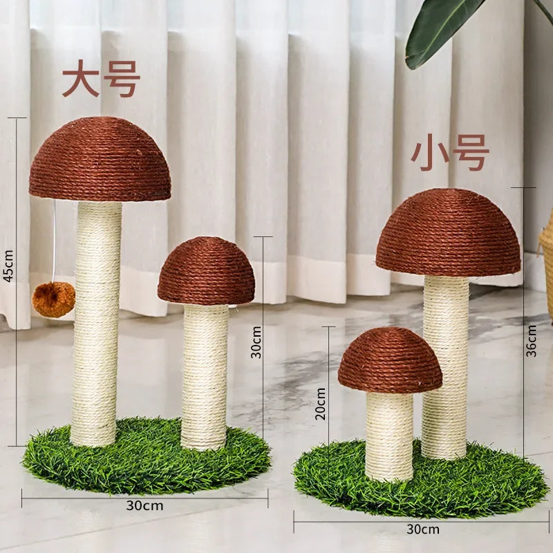 Mushroom Sisal Cat Scratching Column Wear Resistant Vertical Climbing Frame for Cats