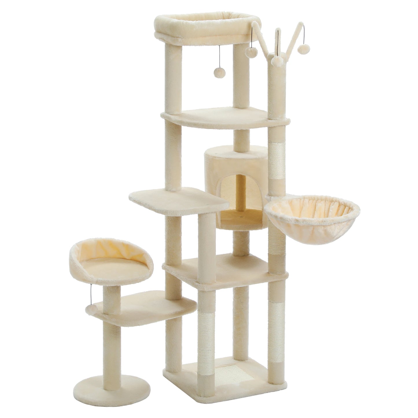 PETEPELA 173cm Large Cat Tree Tower for Large Cats with Super Big Hammock and Scratching Posts
