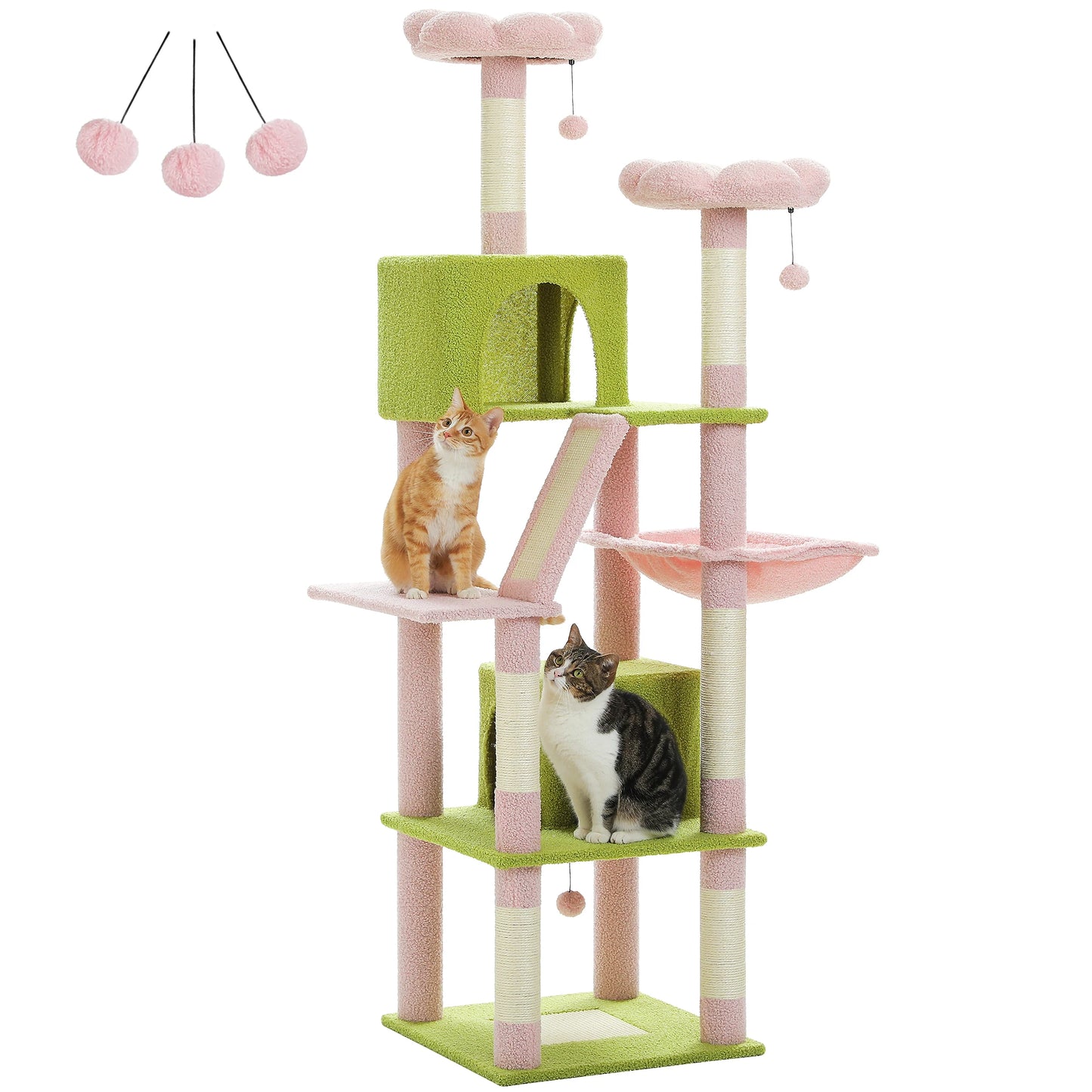 PAWZ Road Large Multi Level Cat Tower with Plush Condo Scratching Posts and Perches