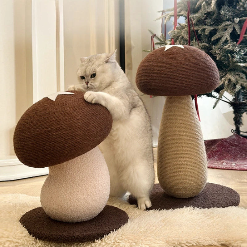 Mushroom Shaped Sisal Cat Scratching Post Vertical Claw Grinding Pad for Indoor Cats