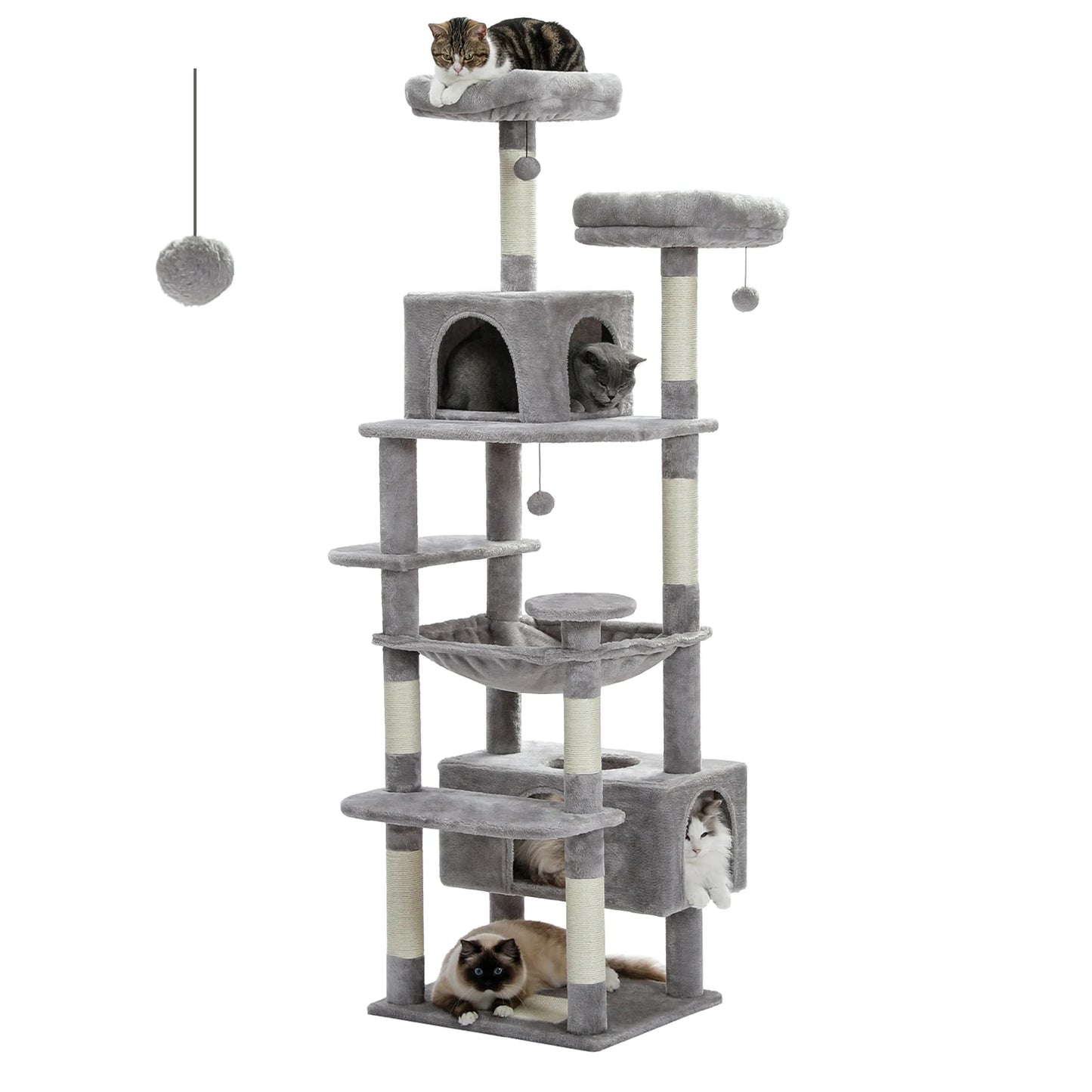 PAWZ Road Large Cat Tree and Tower with Spacious Hammock Padded Perches and Condos