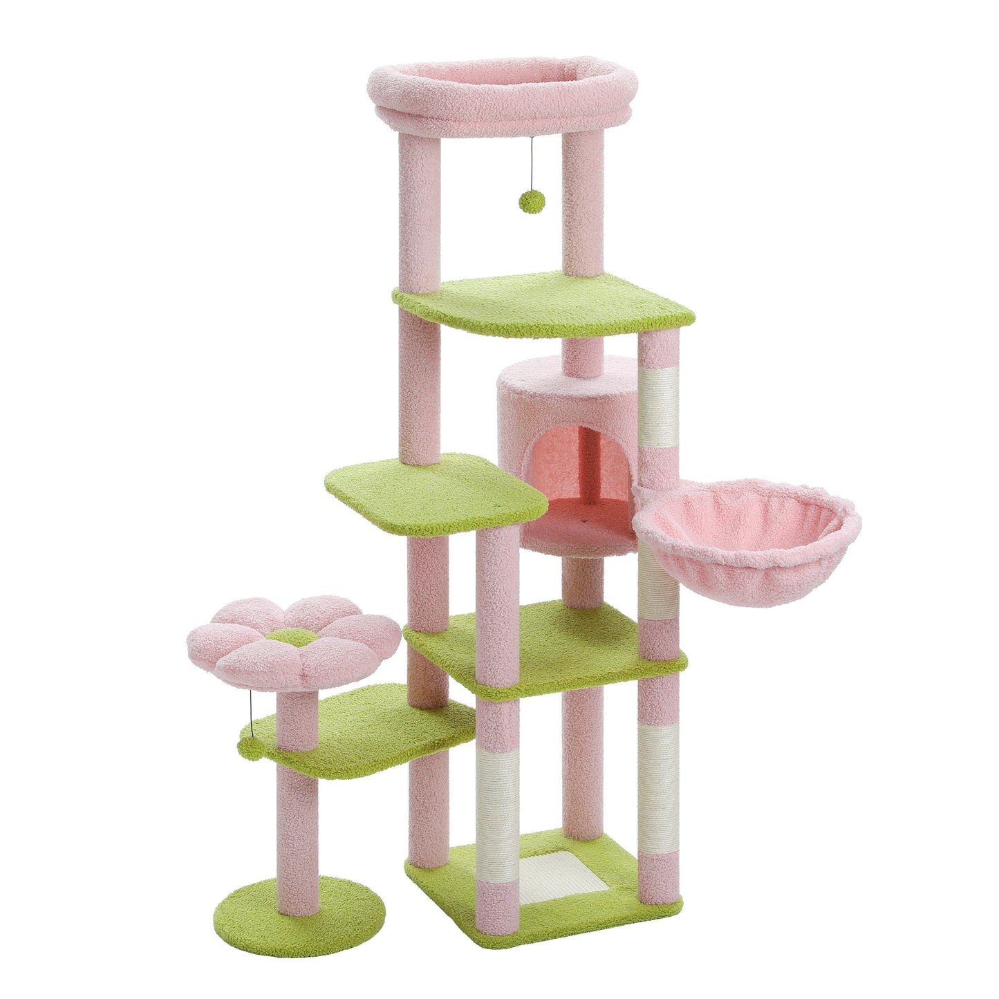 PETEPELA 173cm Large Cat Tree Tower for Large Cats with Super Big Hammock and Scratching Posts