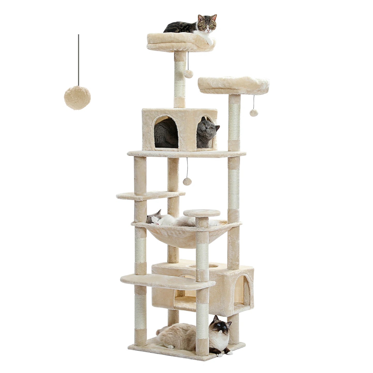 PAWZ Road Large Cat Tree and Tower with Spacious Hammock Padded Perches and Condos