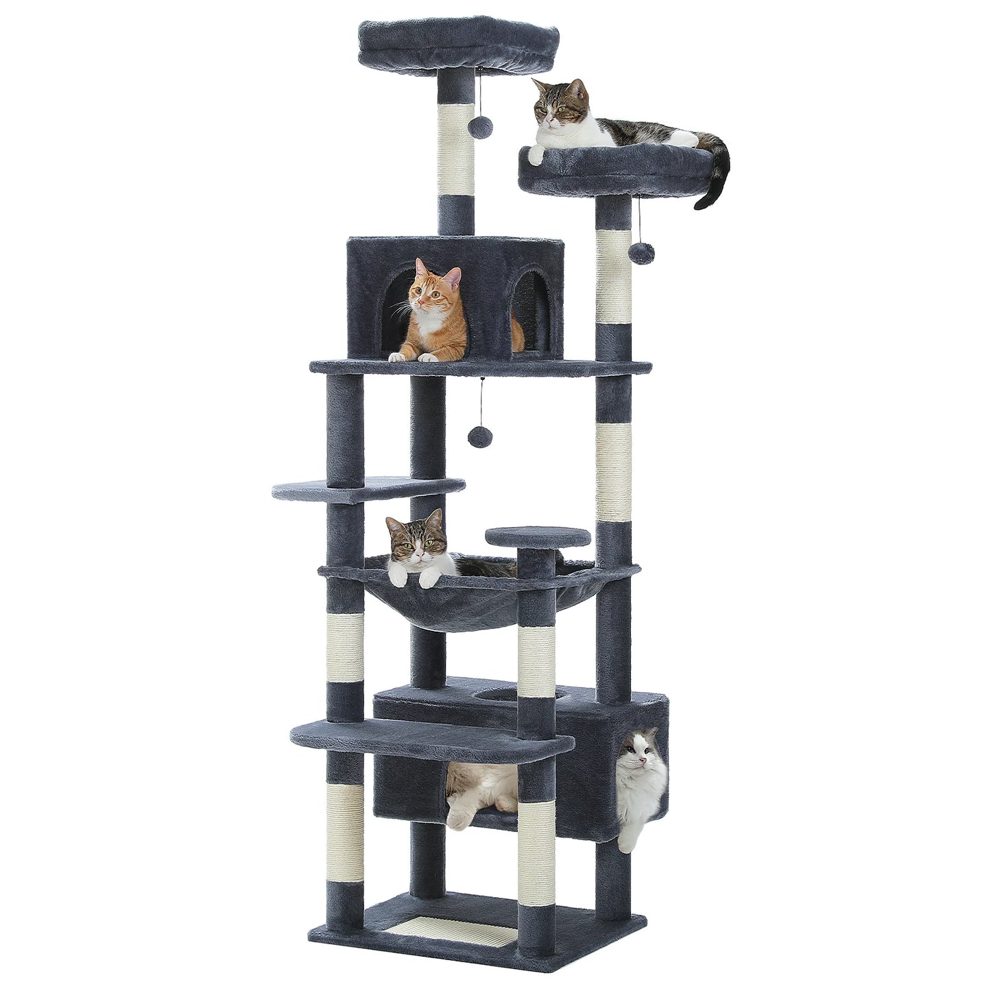 PAWZ Road Large Cat Tree and Tower with Spacious Hammock Padded Perches and Condos