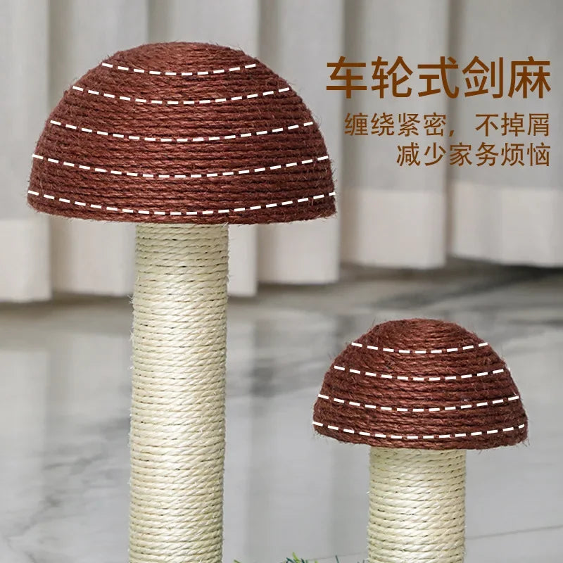 Mushroom Sisal Cat Scratching Column Wear Resistant Vertical Climbing Frame for Cats