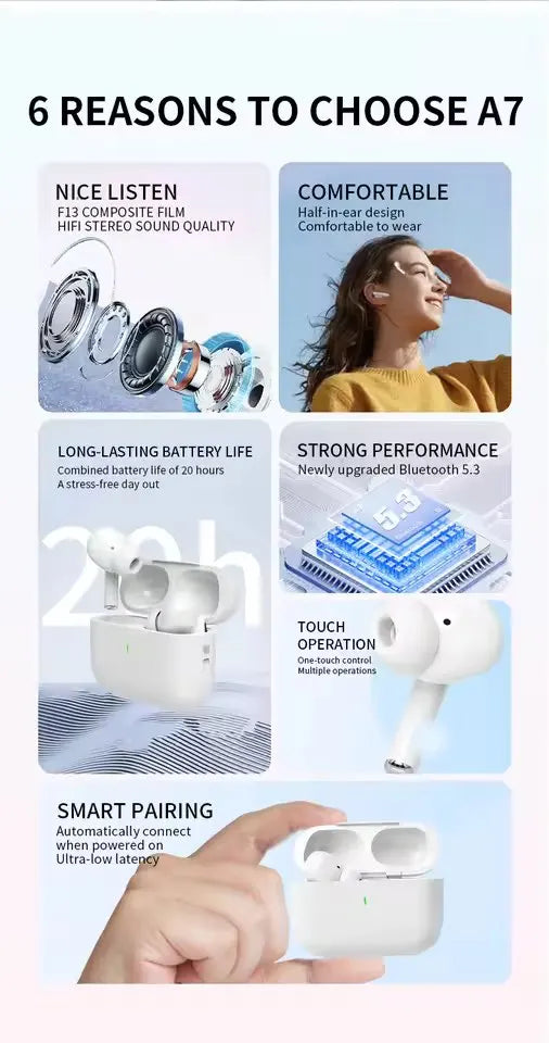 UEESFIT A5 TWS Wireless Earbuds with Active Noise Cancellation
