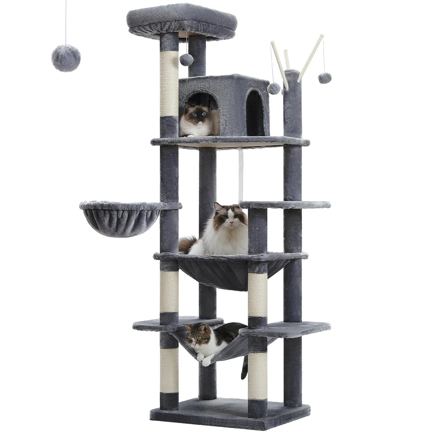 PAWZ Road Large Multi Level Cat Tower with Plush Condo Scratching Posts and Perches