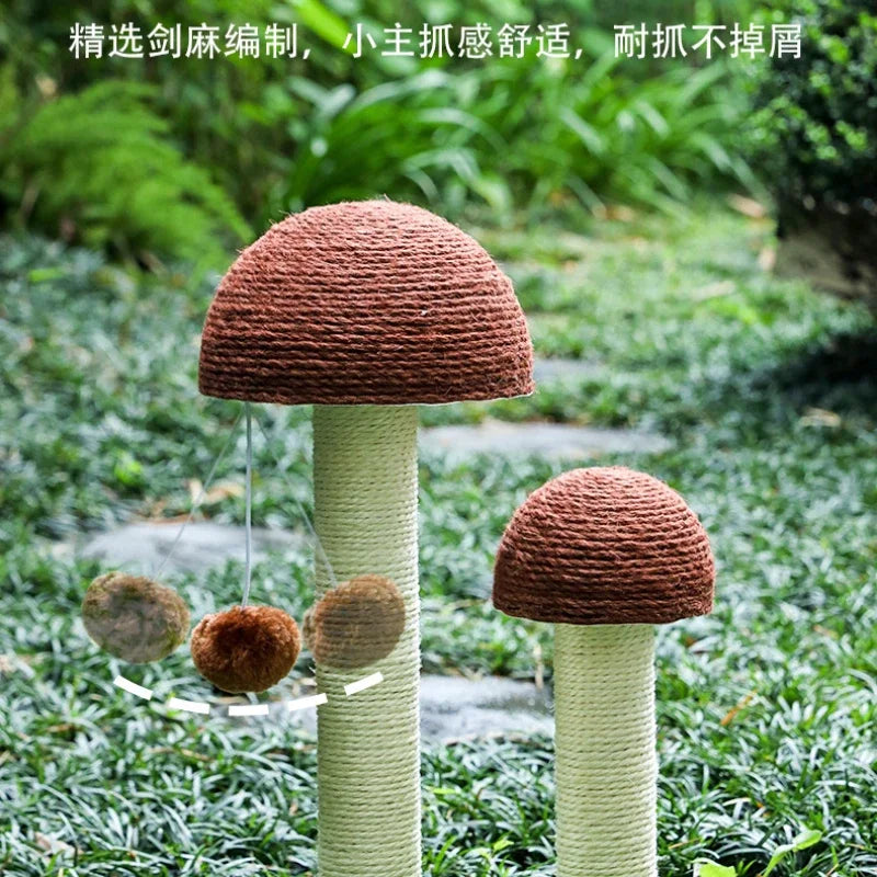 Mushroom Sisal Cat Scratching Column Wear Resistant Vertical Climbing Frame for Cats