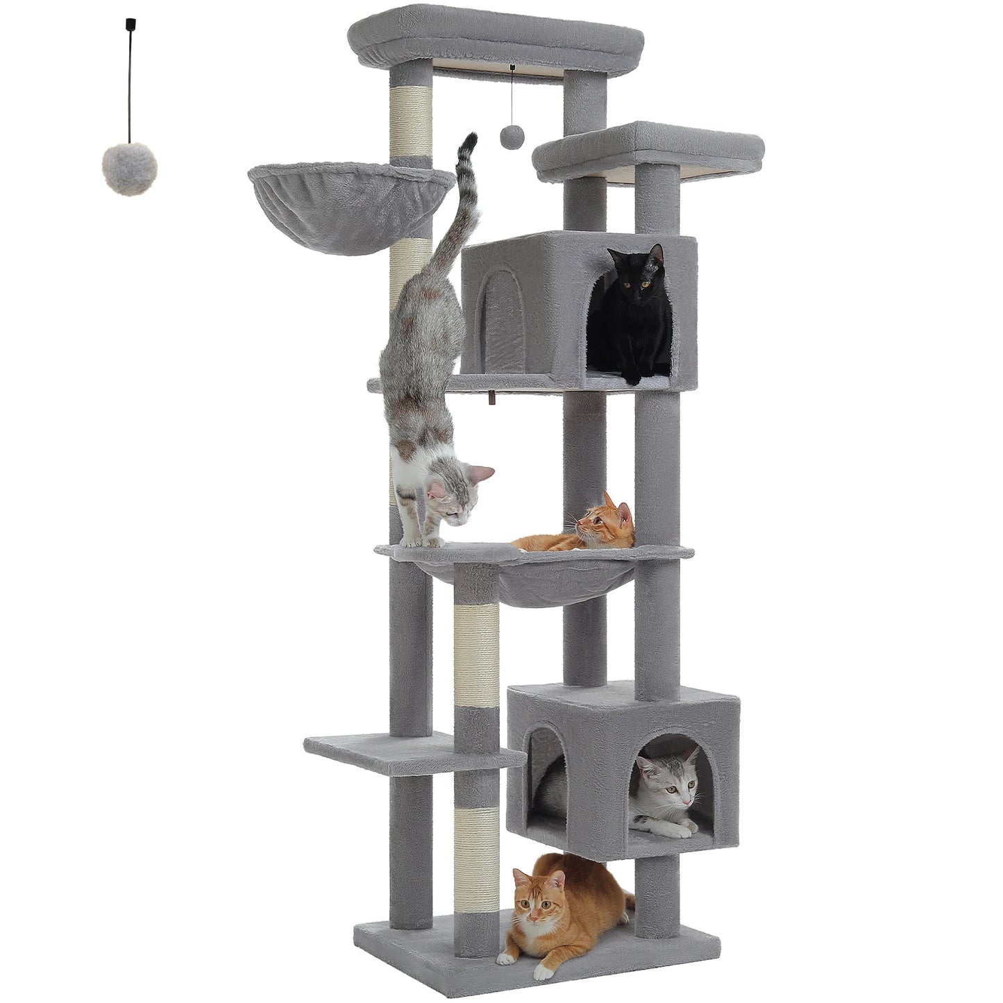 PAWZ Road Large Multi Level Cat Tower with Plush Condo Scratching Posts and Perches