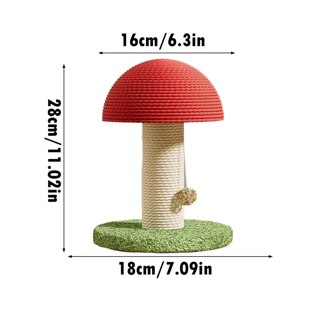 Modern Tall Mushroom Cat Scratching Post with Natural Sisal for Kitten Exercise
