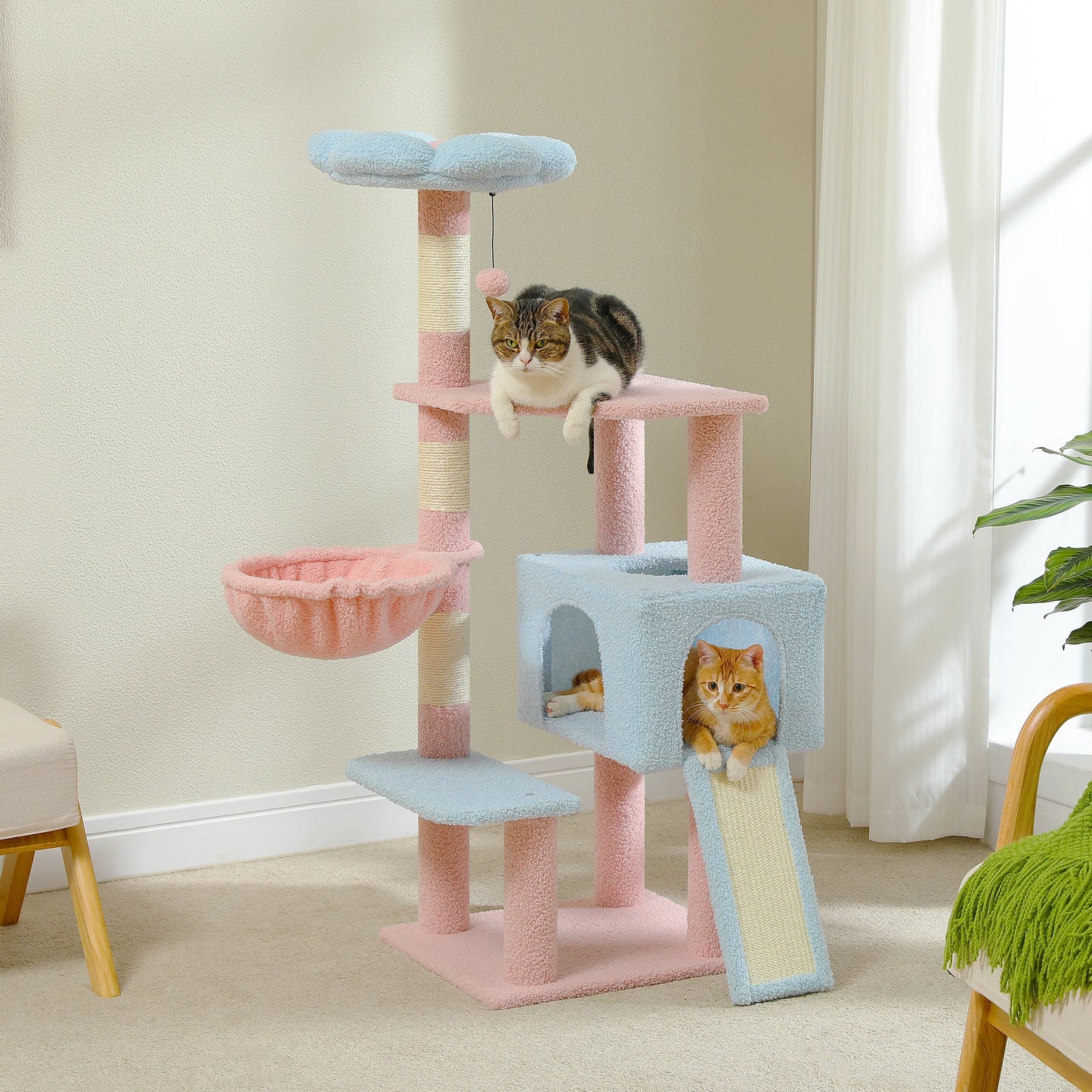 PAWZ Road Flower Multi Level Cat Tower with Sisal Scratching Posts and Cute Condo