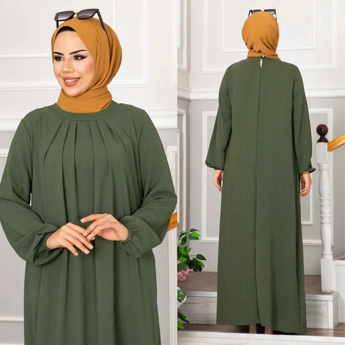 Women Eid Muslim Dress Ramadan Morocco Pleated Party Dresses Dubai Kaftan Islam Vestidos Arab Long Robe Solid Abaya Modest